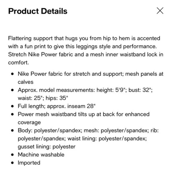 Nike Women’s Power Legend Printed Mesh-Inset Leggings Size S EUC Hidden Pocket - Picture 10 of 10